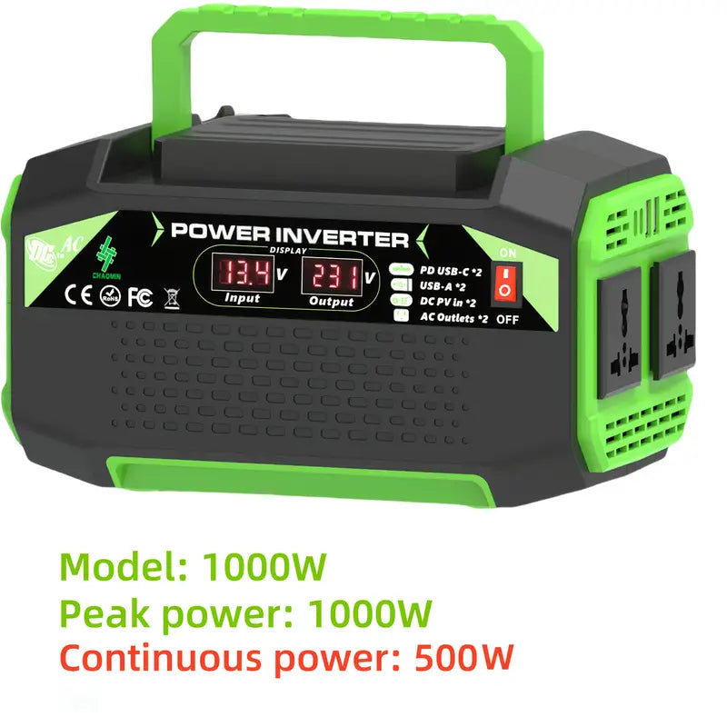 1000W Power Inverter, DC 12V to AC 220V/230V Convert Voltage